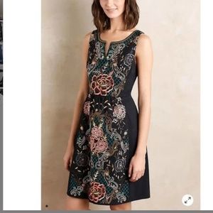 Anthropologie  Navy Embroidered Moulinette SoeursDress w/ Pockets Size 2